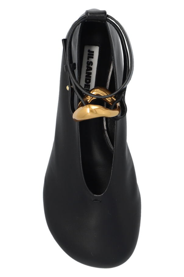 Black Leather ballet flats JIL SANDER - Jil Sander pinstripe